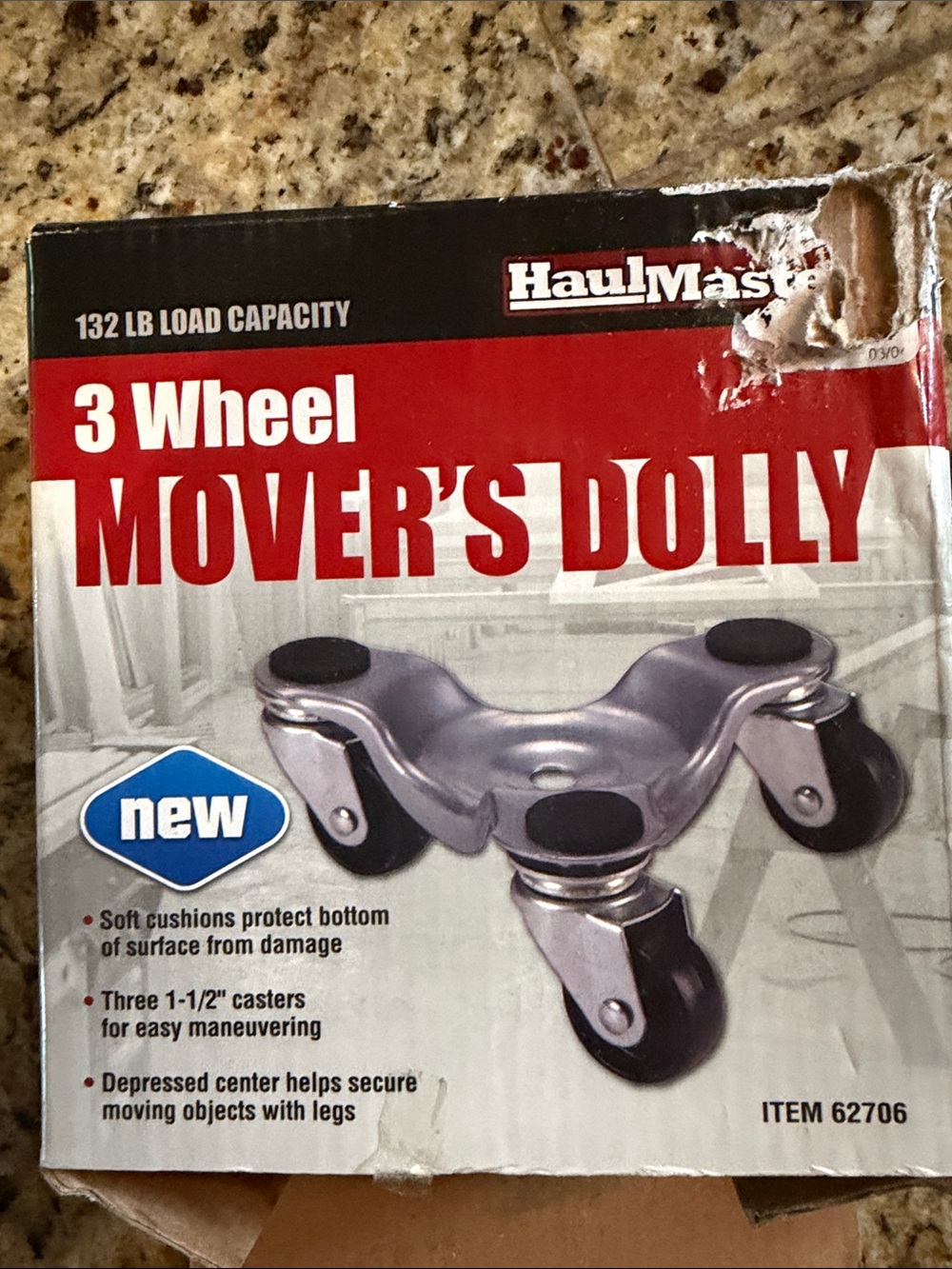 3-Wheel Mover's Dolly in Silver